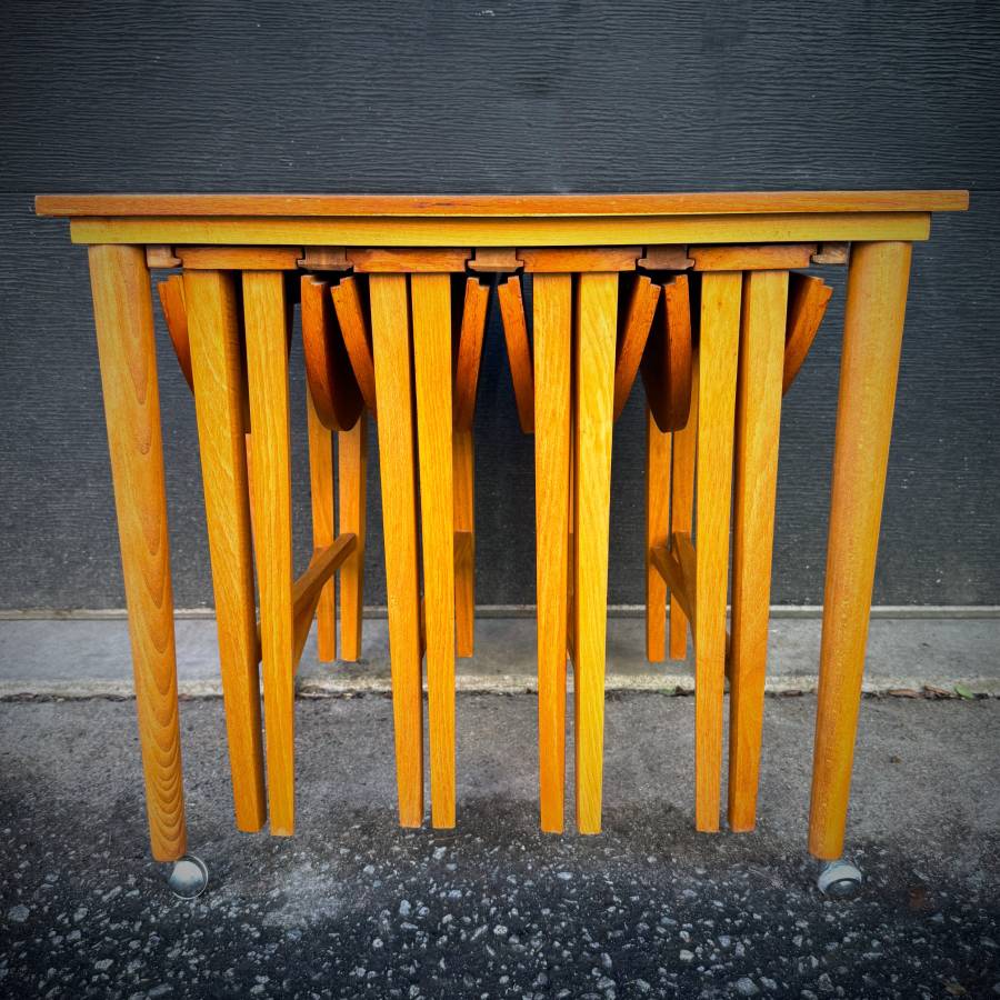 Mid century modern teak table set by Poul Hundevad — photograph 2 of 7