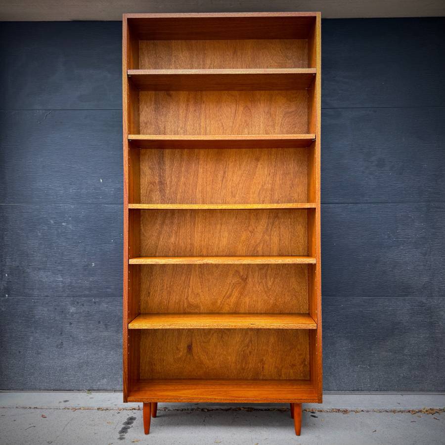 Rare solid mahogany mid century modern shelving unit — photograph 4 of 6
