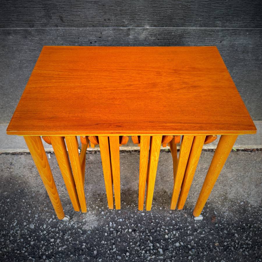 Mid century modern teak table set by Poul Hundevad — photograph 3 of 7