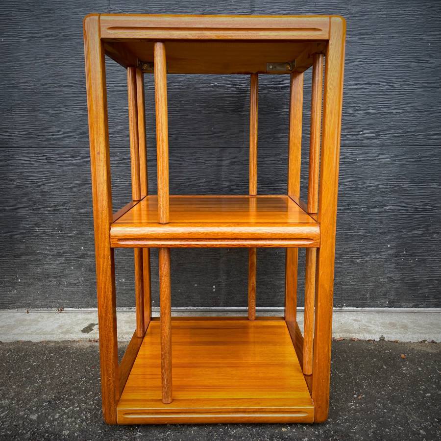 Danish modern vintage teak rotating shelf — photograph 3 of 5