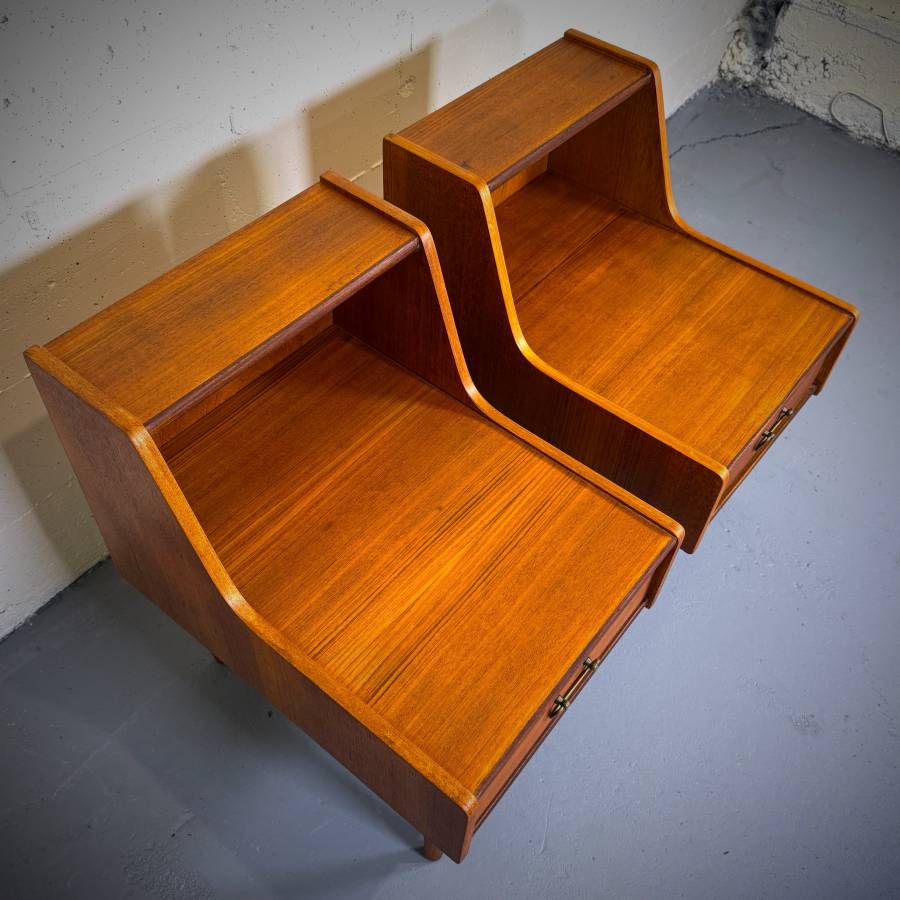 Gorgeous pair of mid century modern teak side tables — photograph 5 of 6