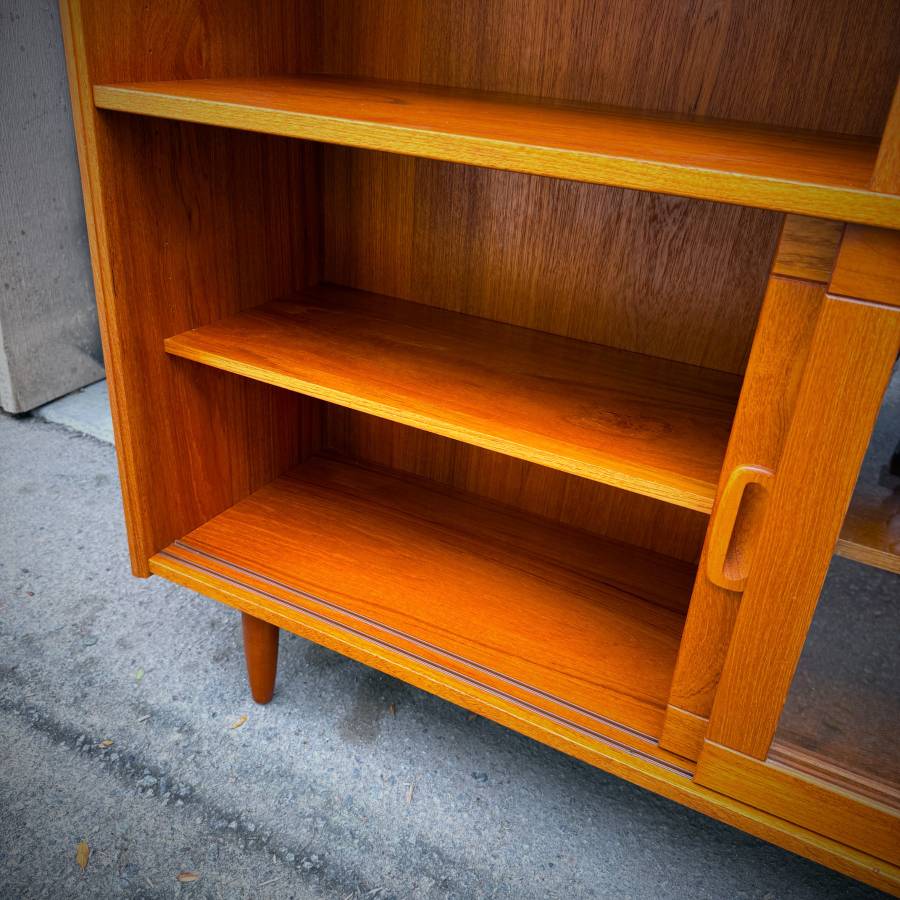 Mid century modern danish teak and glass shelving unit — photograph 7 of 7