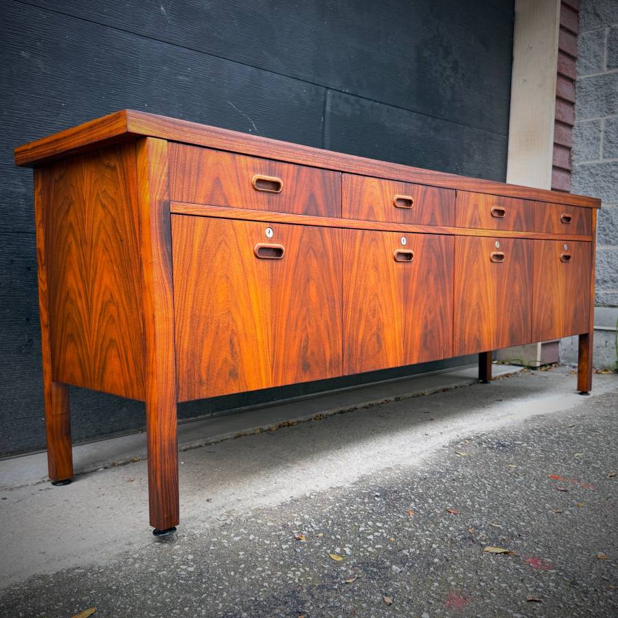 Extra long mid century modern walnut credenza — photograph 3 of 8