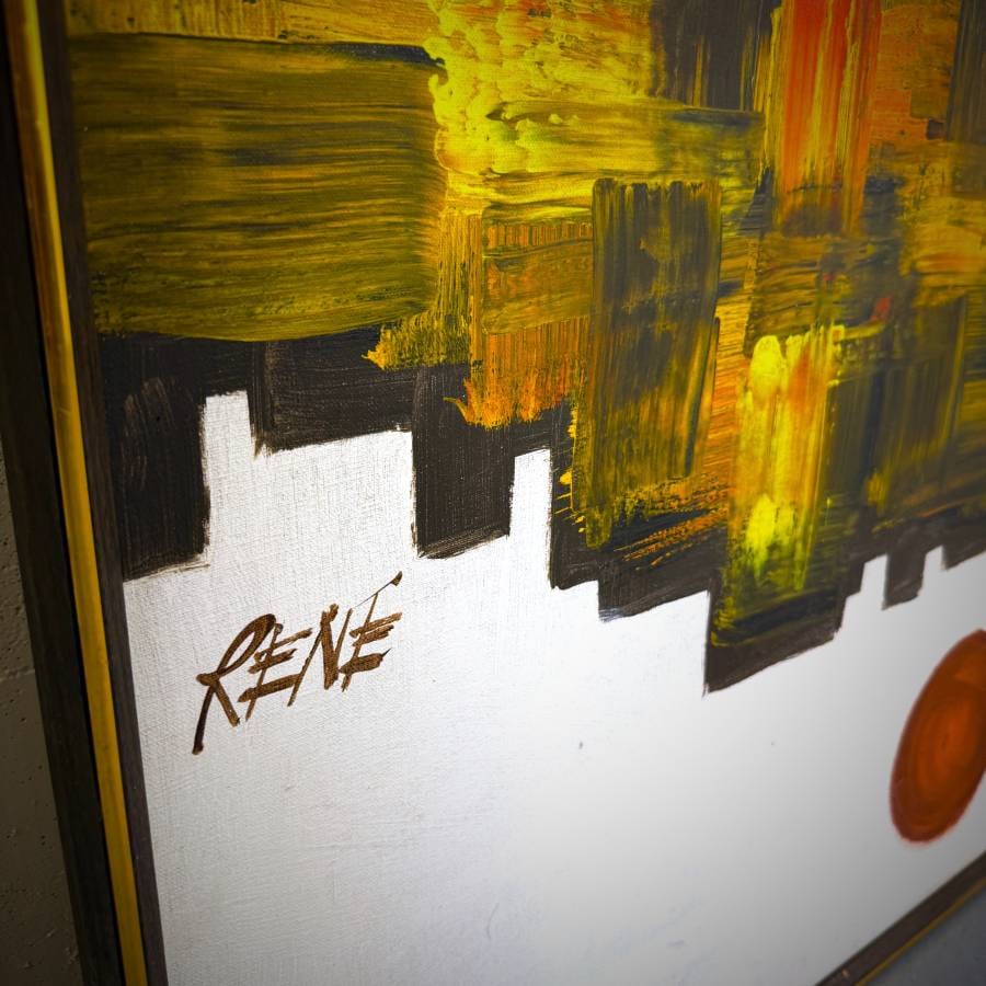 Large sized mid century modern original vintage abstract painting — photograph 3 of 5