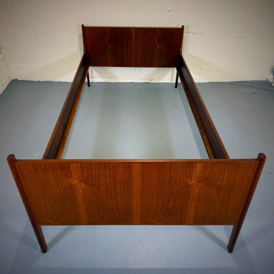 Danish mid century modern solid teak single bedframe with mattress — photograph 6 of 7