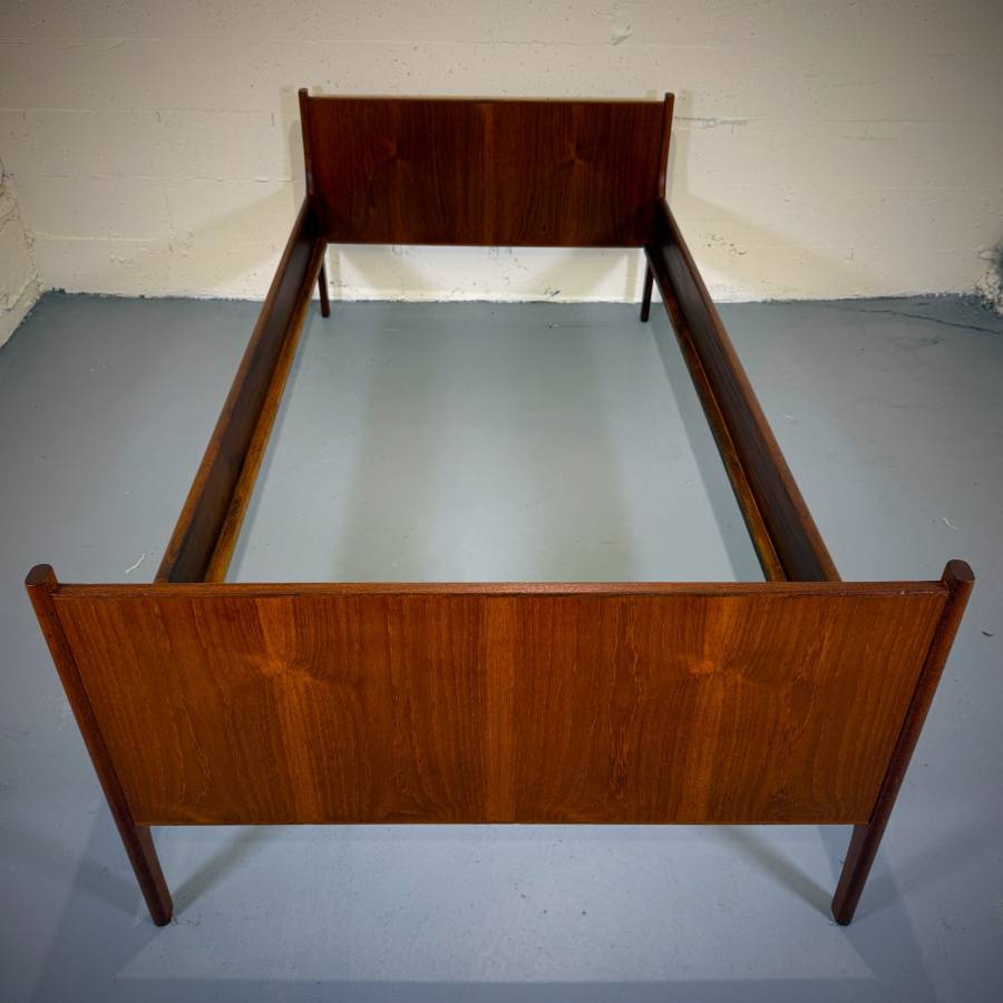 Danish mid century modern solid teak single bedframe with mattress — photograph 6 of 7