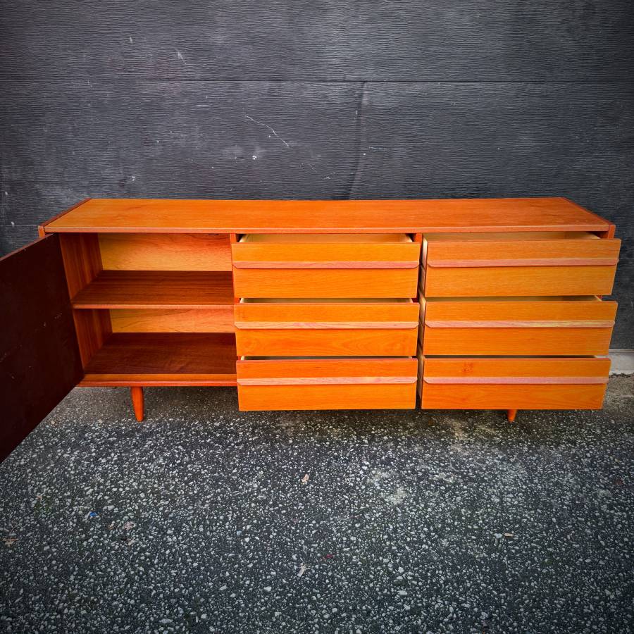 Mid century modern teak dresser credenza — photograph 5 of 6