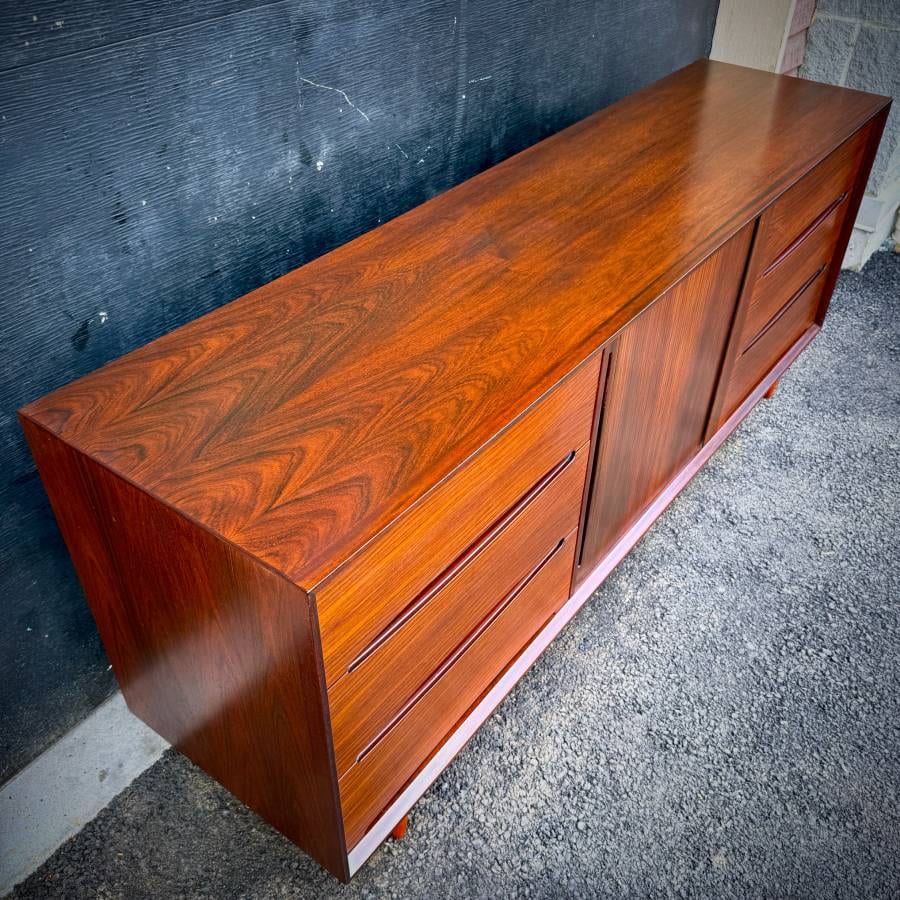Danish modern rosewood credenza dresser by Drylund — photograph 6 of 7