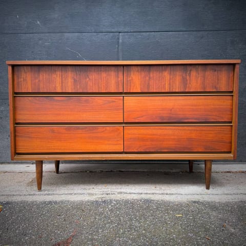 Beautiful refinished mcm walnut 6 drawer dresser