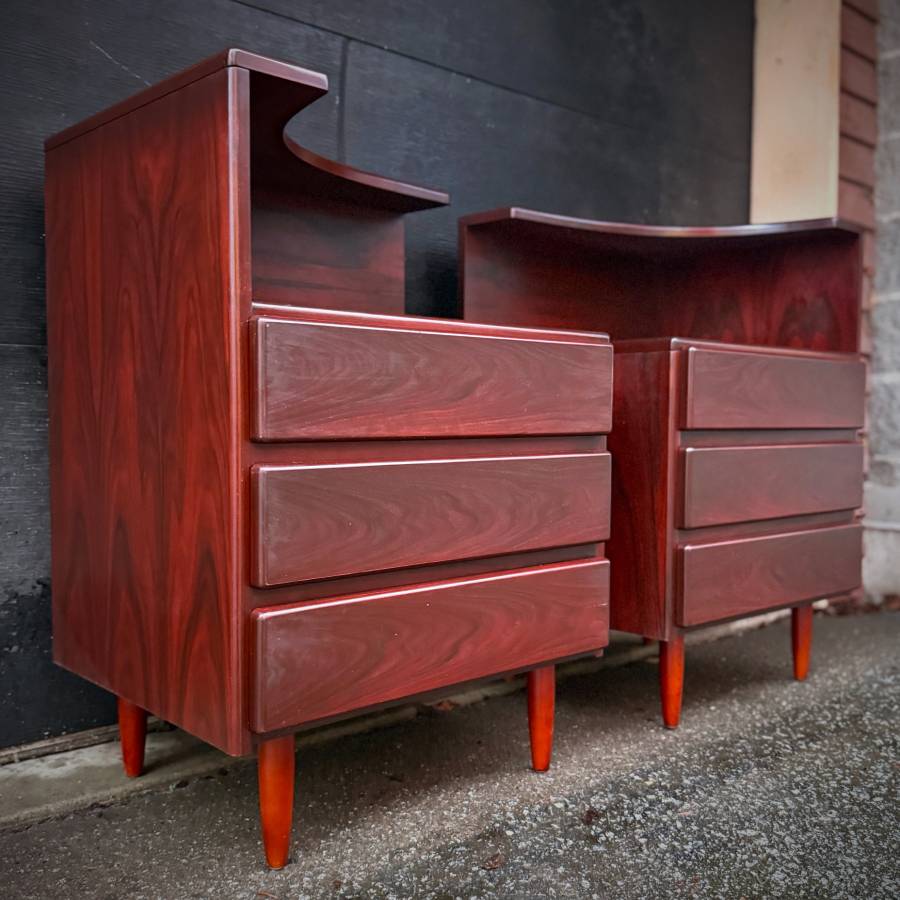 Pair of mid century modern rosewood night stands — photograph 2 of 7