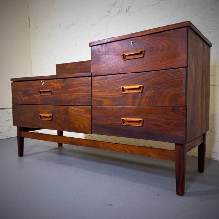 Beautiful solid afromesian teak two tier dresser