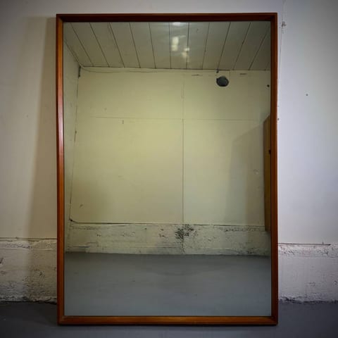 Mid century modern teak framed mirror