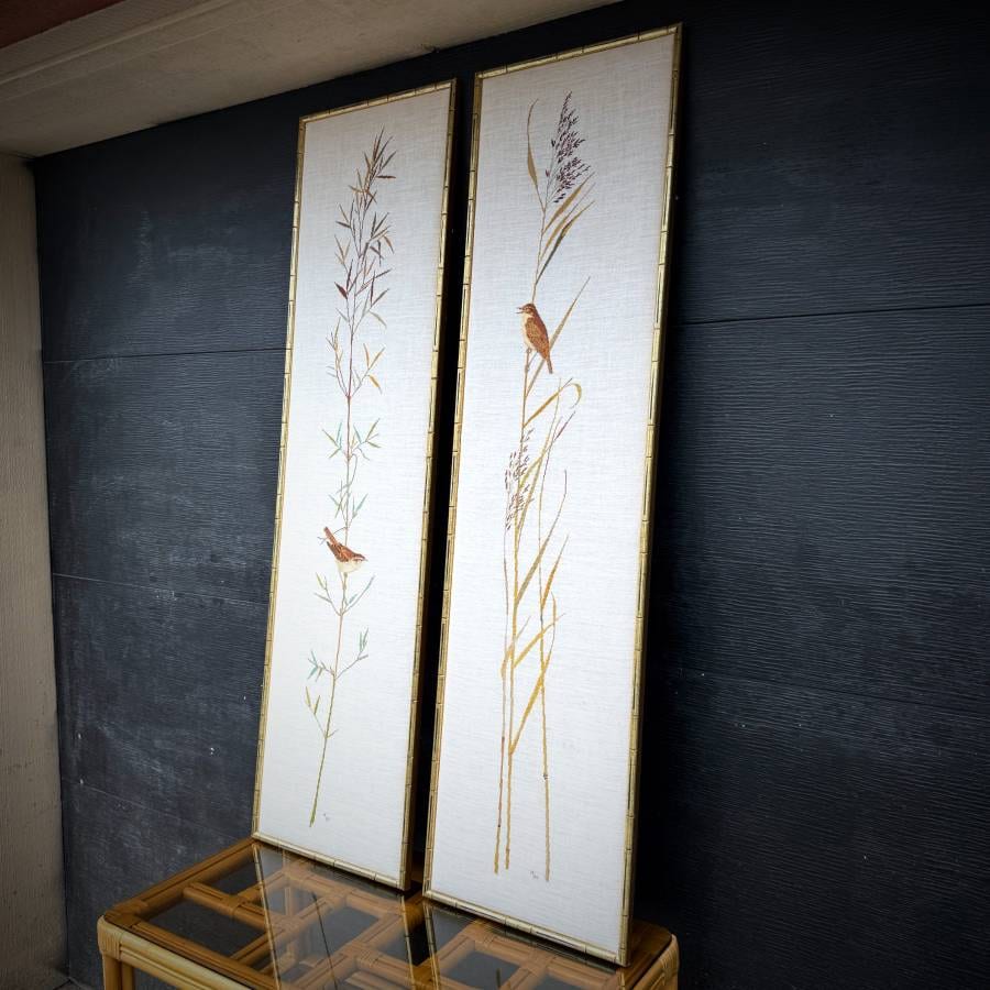 Pair of large vintage needle point artworks — photograph 3 of 5
