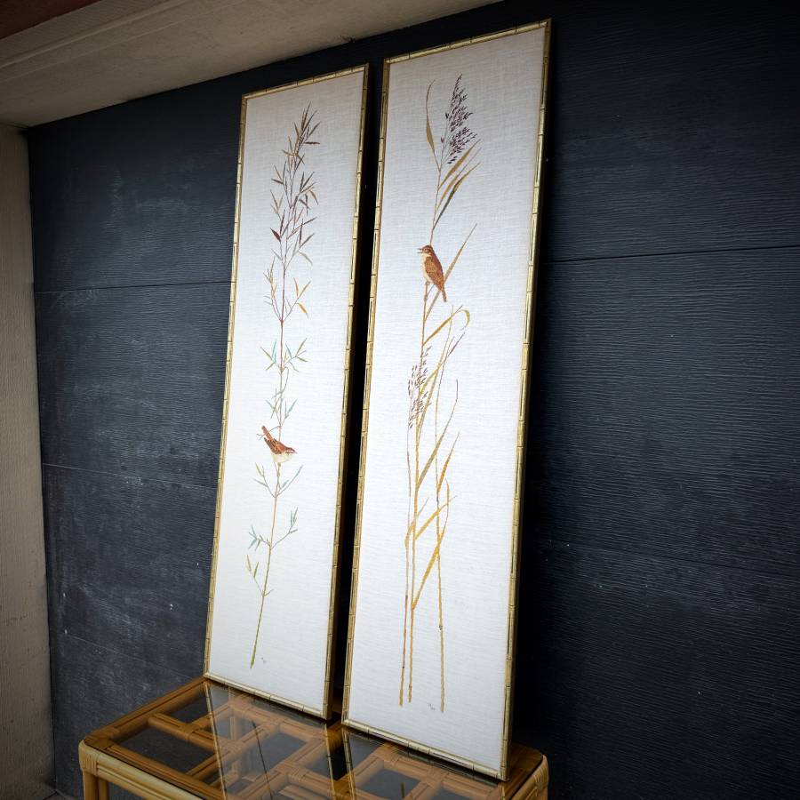 Pair of large vintage needle point artworks — photograph 3 of 5