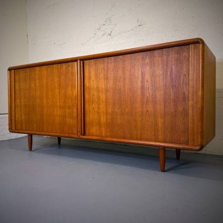 Stunning danish modern teak tambour door credenza