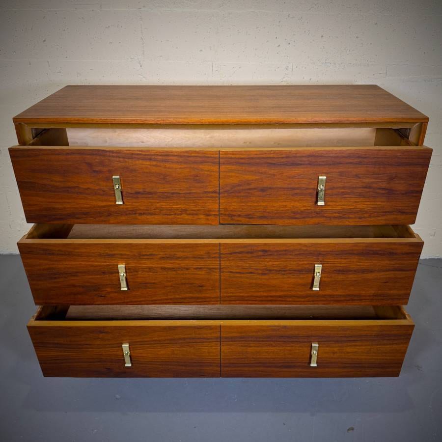 Refinished mid century modern satin walnut chest of drawers — photograph 6 of 6