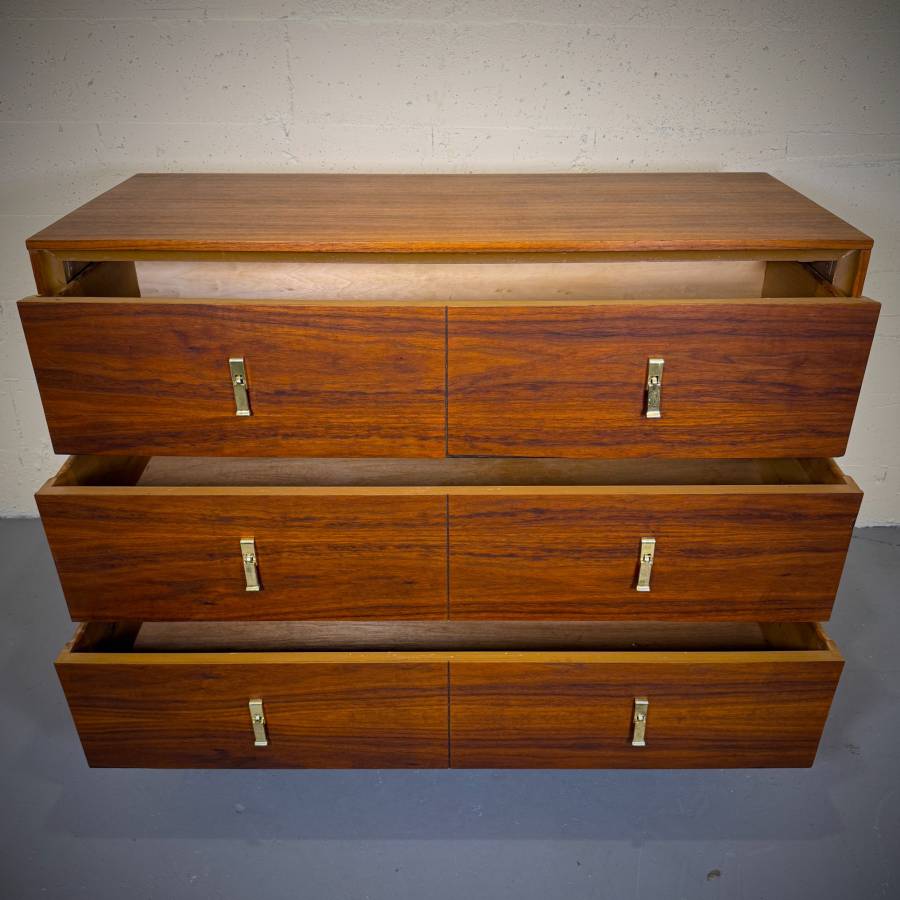 Refinished mid century modern satin walnut chest of drawers — photograph 6 of 6