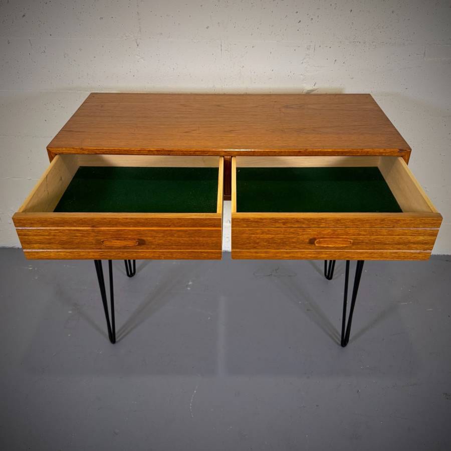 Compact atomic teak mid century modern desk — photograph 5 of 6