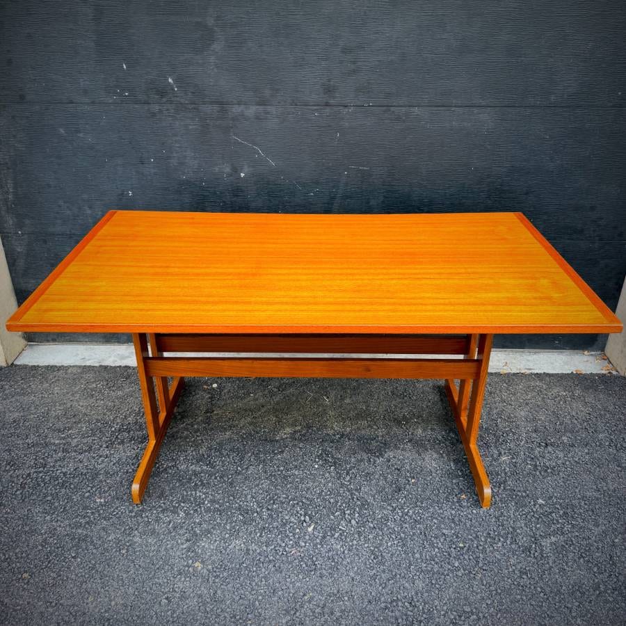 Danish mid century modern trestle leg dining table — photograph 2 of 9