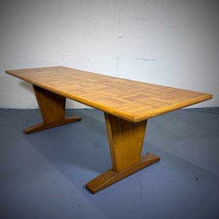 Mid century modern oak pedestal coffee table