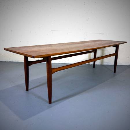 Mid century modern surfboard teak coffee table