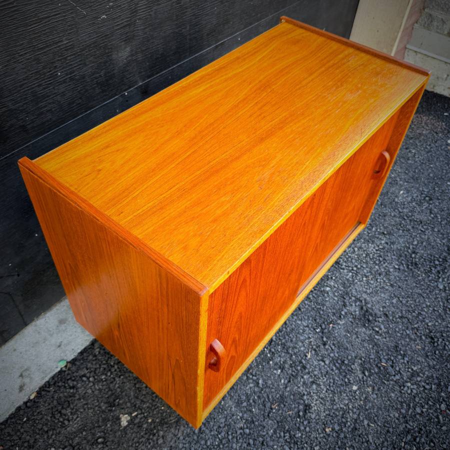 Compact mid century modern teak credenza made in Denmark — photograph 5 of 6