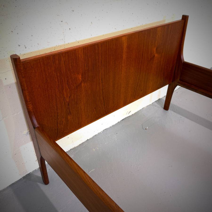 Danish mid century modern solid teak single bedframe with mattress — photograph 7 of 7