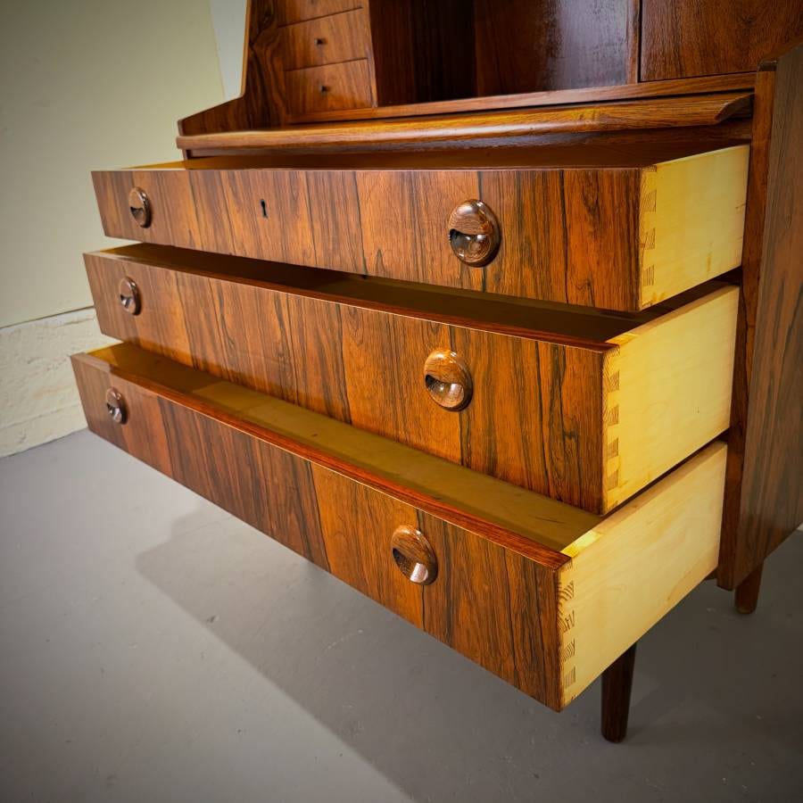 Stunning 1960s danish modern rosewood secretaire desk dresser — photograph 9 of 9