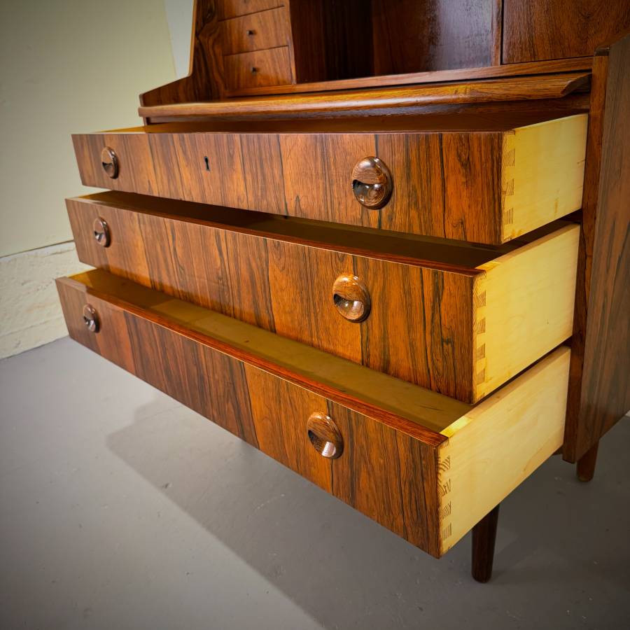 Stunning 1960s danish modern rosewood secretaire desk dresser — photograph 9 of 9