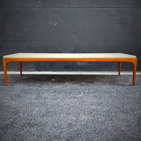 Stunning 1960s walnut and marble coffee table