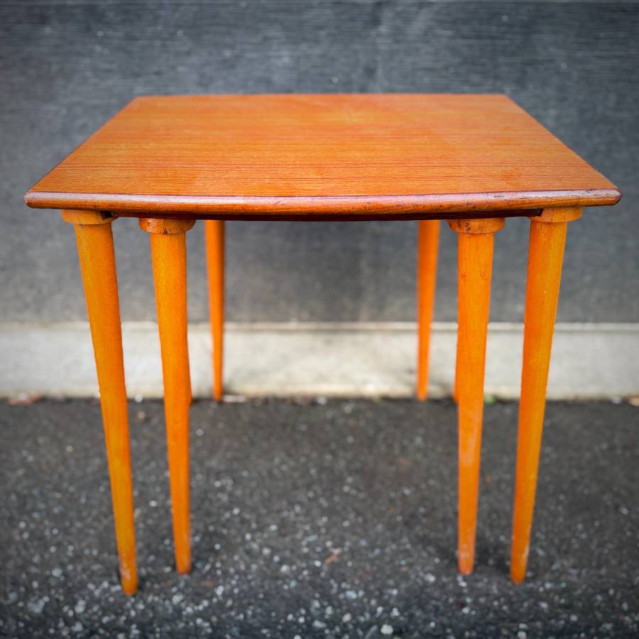 Mid century modern teak nesting tables set of 2 — photograph 4 of 4