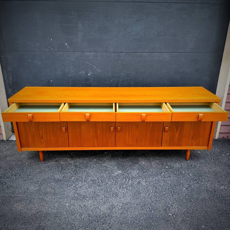 Extra long mid century modern teak credenza — photograph 6 of 7