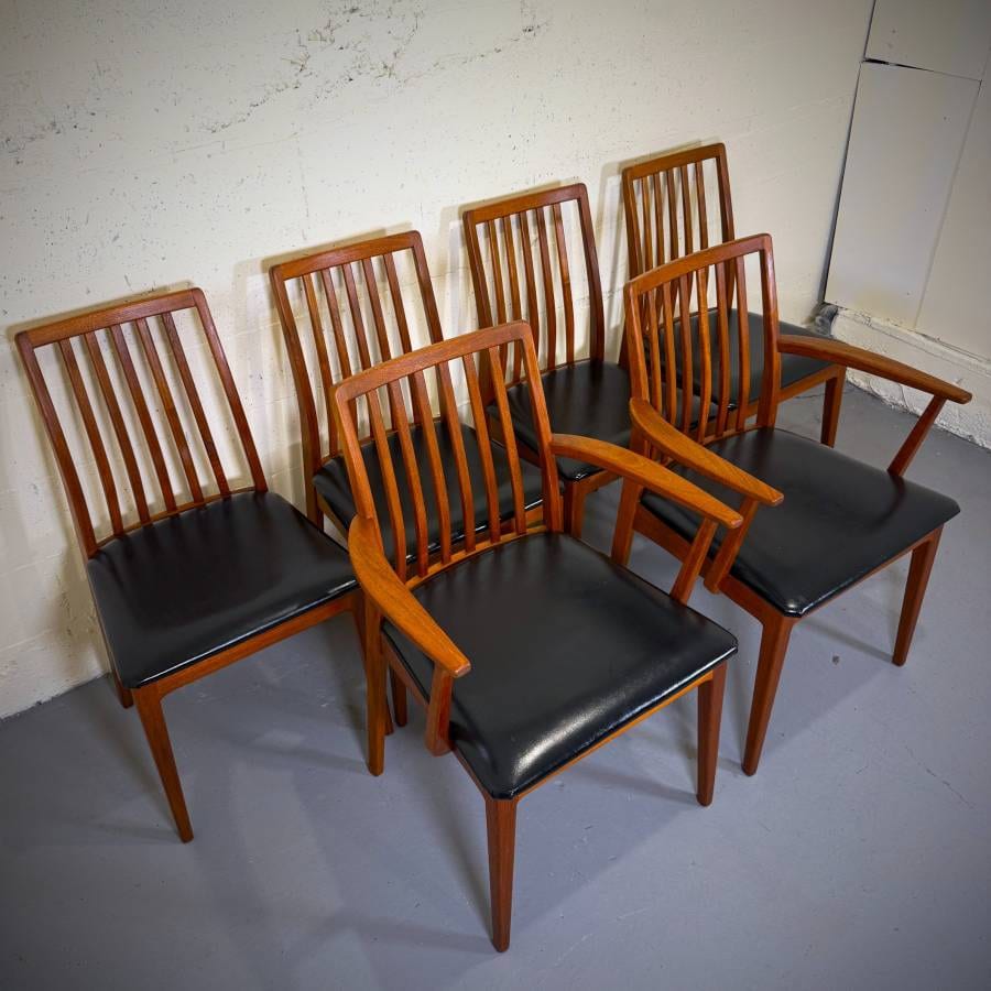 Set of 6 mid century modern teak dining chairs — photograph 3 of 10