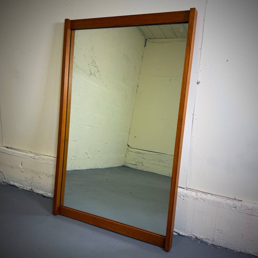 Mid century modern vintage teak framed mirror — photograph 2 of 4