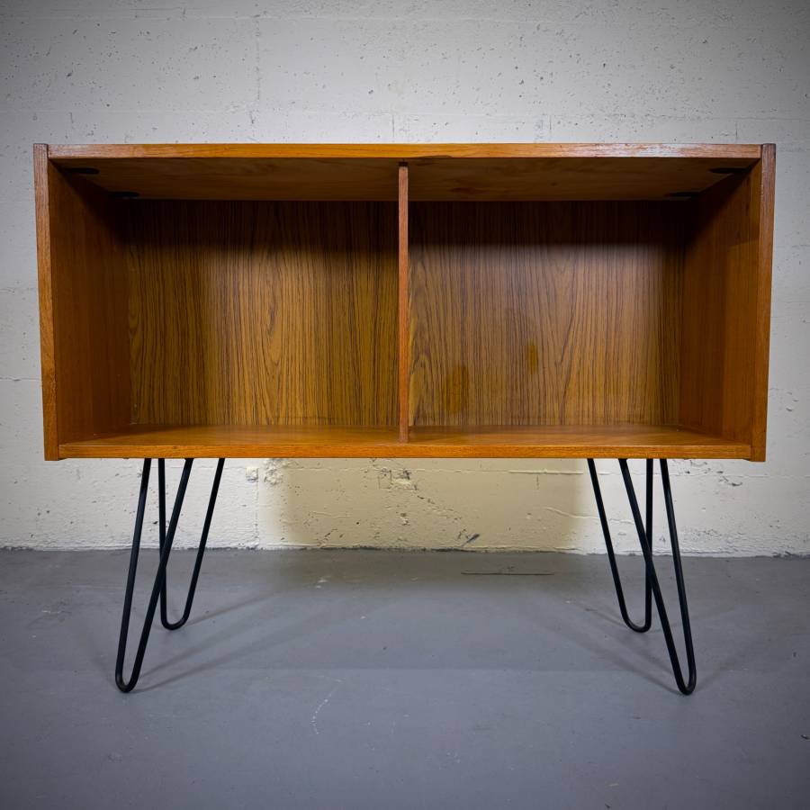 Compact mcm atomic teak LP shelf — photograph 3 of 5