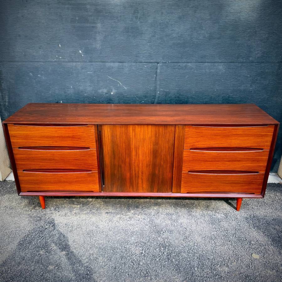 Danish modern rosewood credenza dresser by Drylund — photograph 4 of 7
