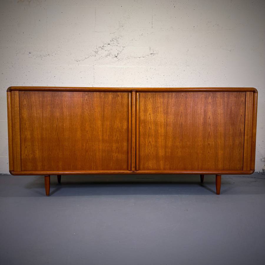 Stunning danish modern teak tambour door credenza — photograph 2 of 9
