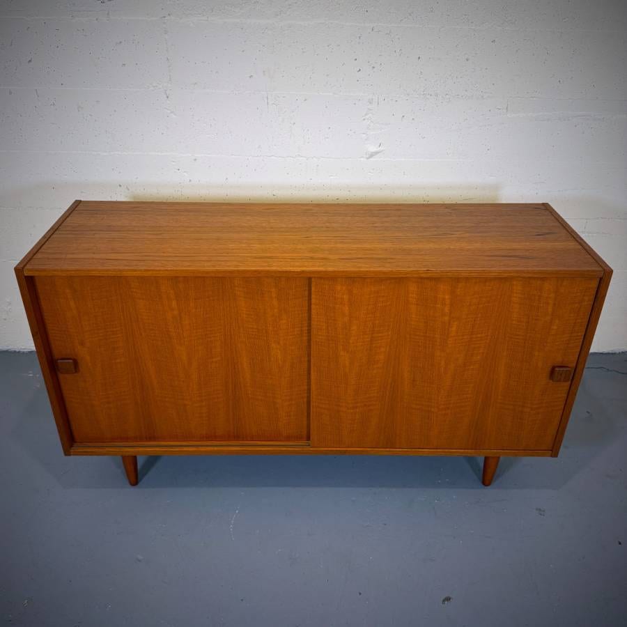 Danish modern teak apartment sized credenza by Domino Mobler — photograph 4 of 7