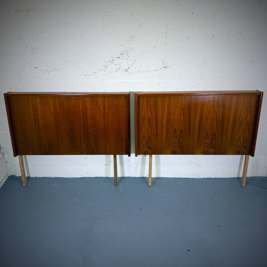 Pair of mid century modern teak twin headboards — photograph 2 of 4