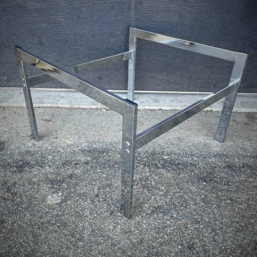 1970s mcm chrome and smoked glass coffee table — photograph 6 of 6