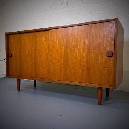 Danish modern teak apartment sized credenza by Domino Mobler