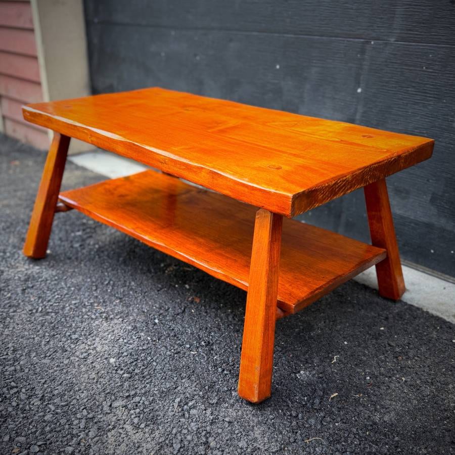 Vintage mcm solid wood coffee table — photograph 5 of 5