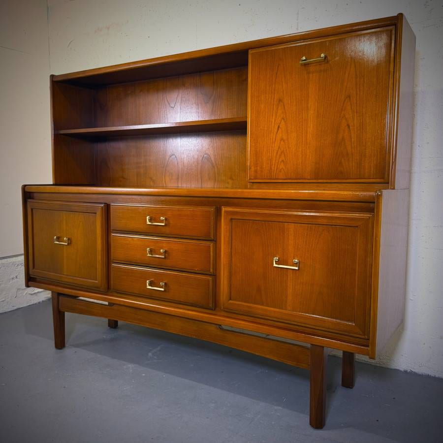 Beautiful mid century modern two piece teak credenza hutch from UK — photograph 3 of 10