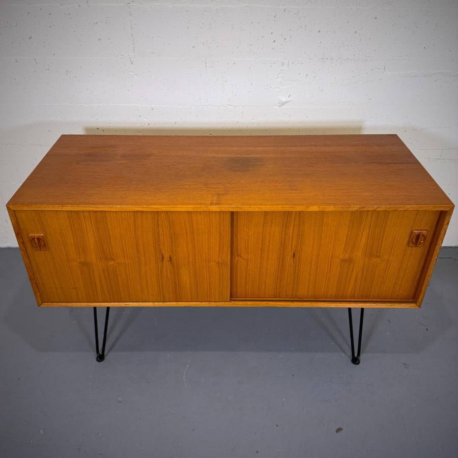 Danish modern atomic teak credenza — photograph 4 of 7