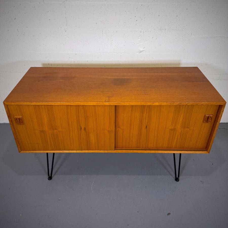 Danish modern atomic teak credenza — photograph 4 of 7