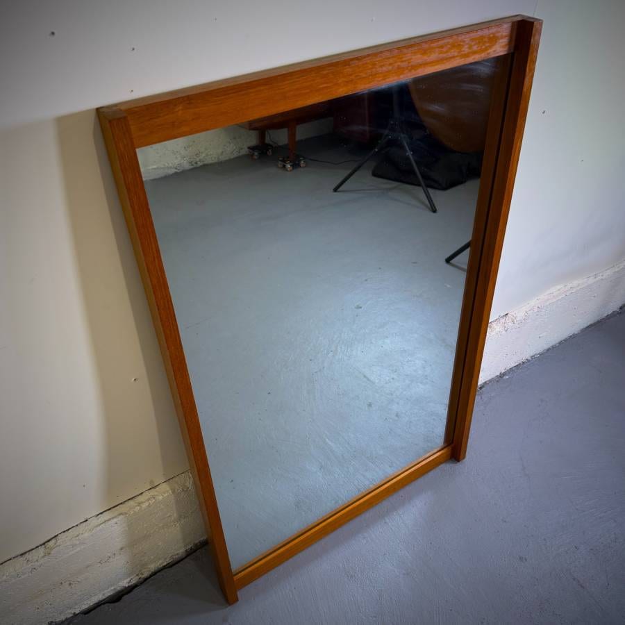Mid century modern vintage teak framed mirror — photograph 4 of 4