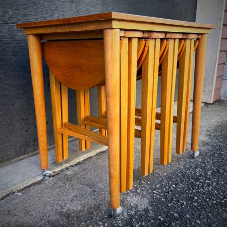 Mid century modern teak table set by Poul Hundevad