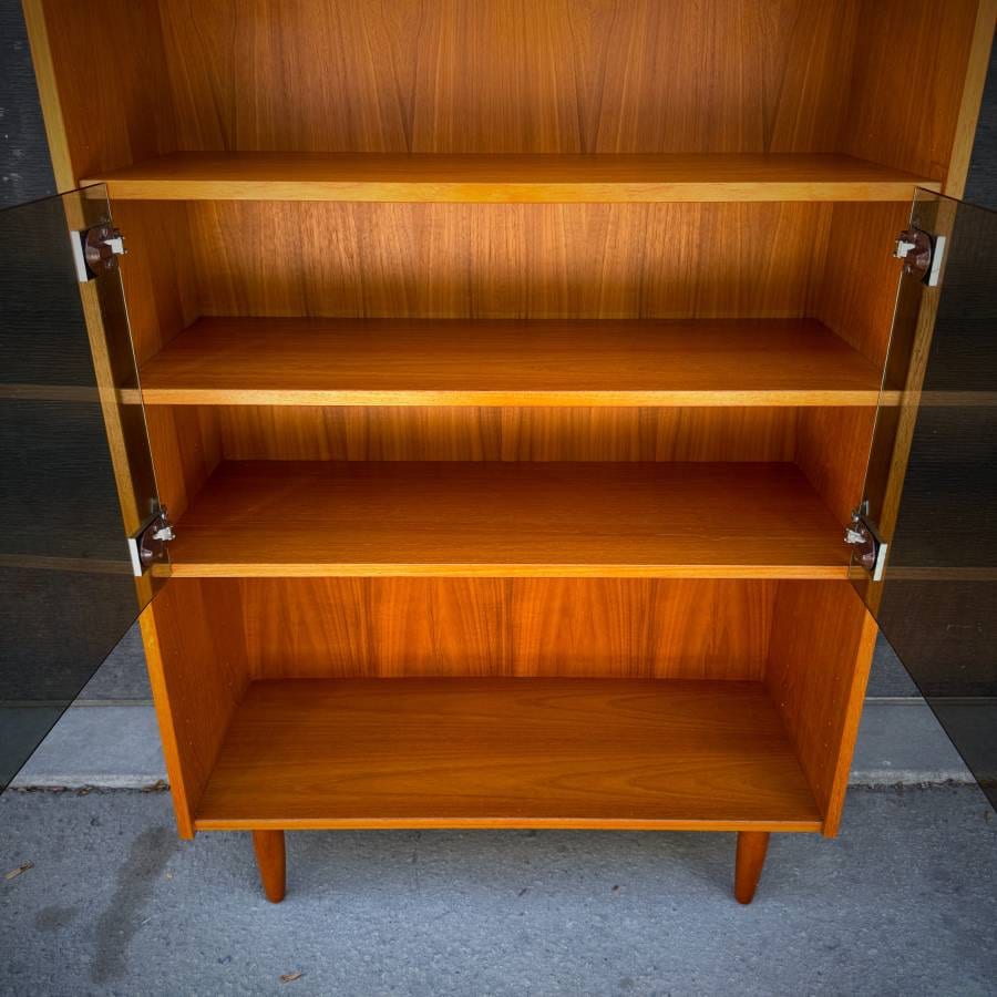 Mid century modern teak and glass compact shelf — photograph 6 of 6