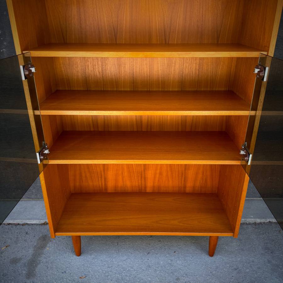 Mid century modern teak and glass compact shelf — photograph 6 of 6