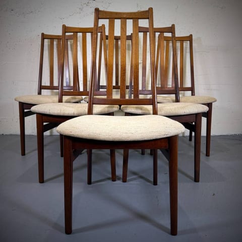 Set of 6 mid century modern rosewood dining chairs
